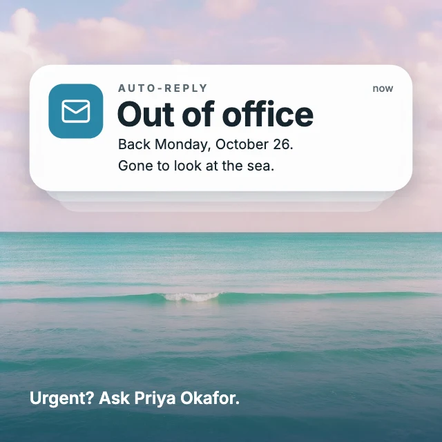Out of office notification post template