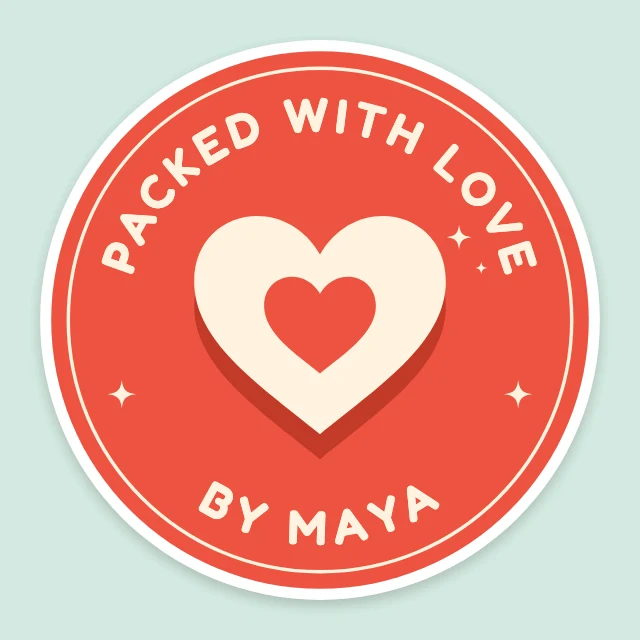 Packed with love sticker template
