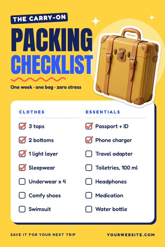 Packing checklist pin template