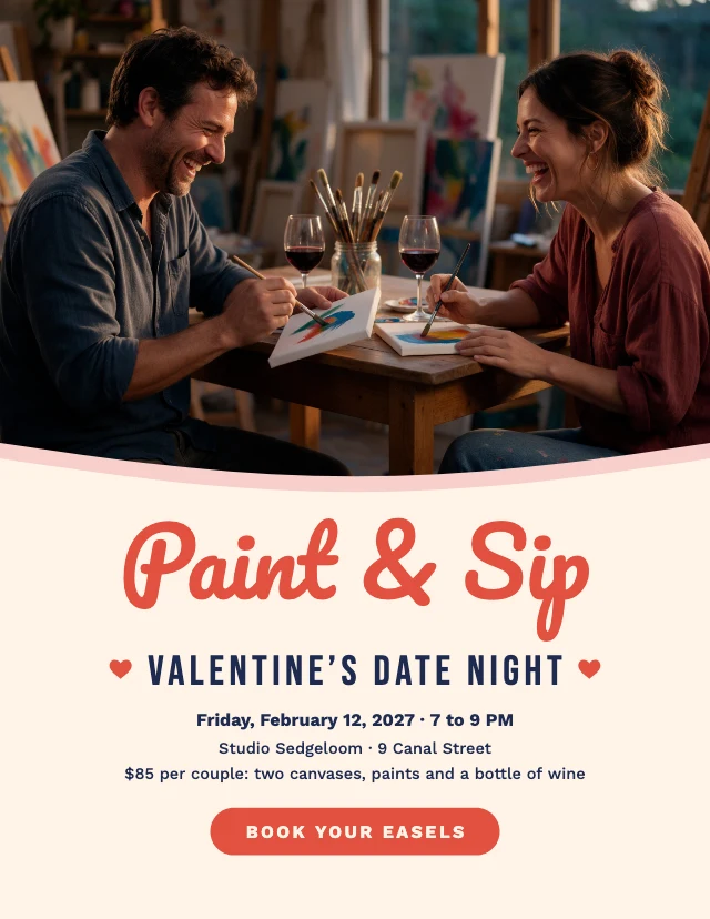 Paint and sip date night flyer template