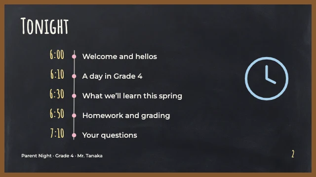 Parent night presentation template, page 2 of 8