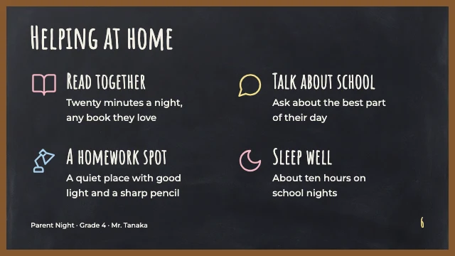 Parent night presentation template, page 6 of 8