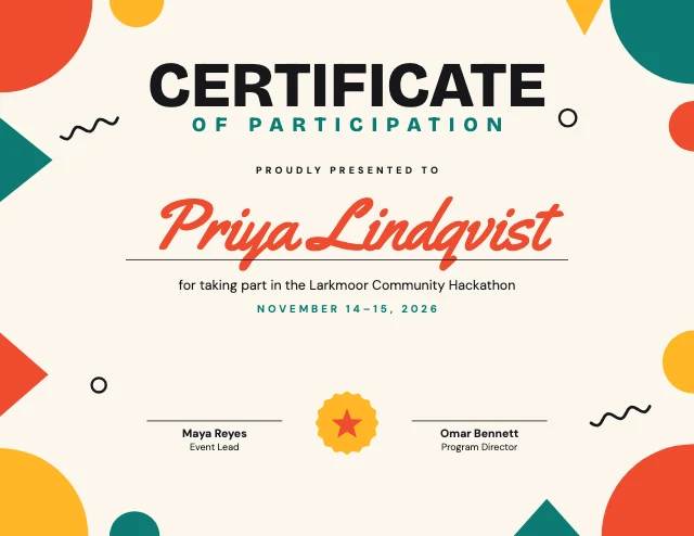 Certificate of participation template