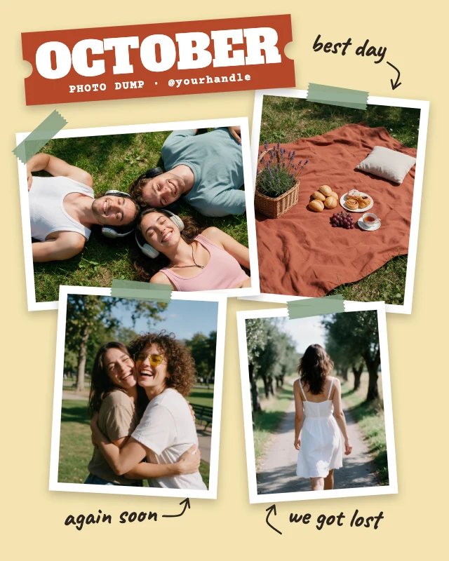 Photo dump month scrapbook template