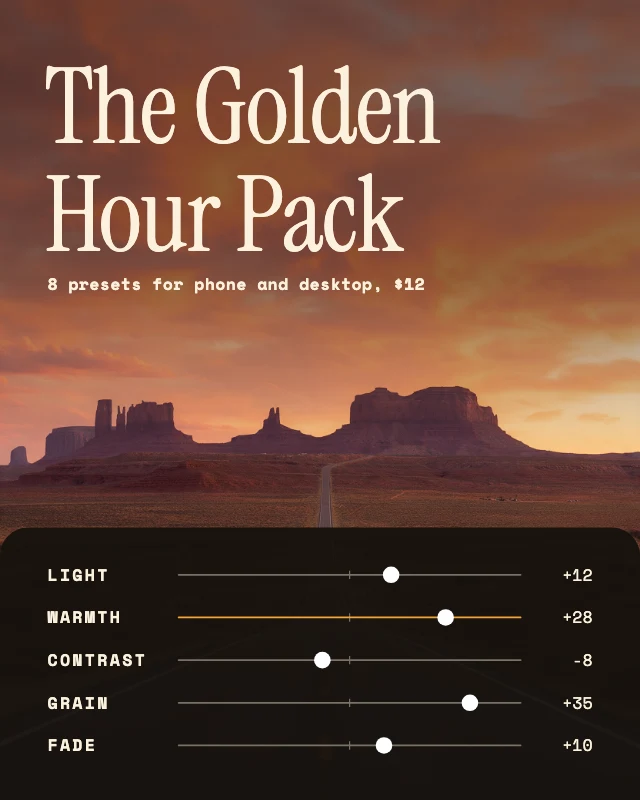 Photo preset sliders post template