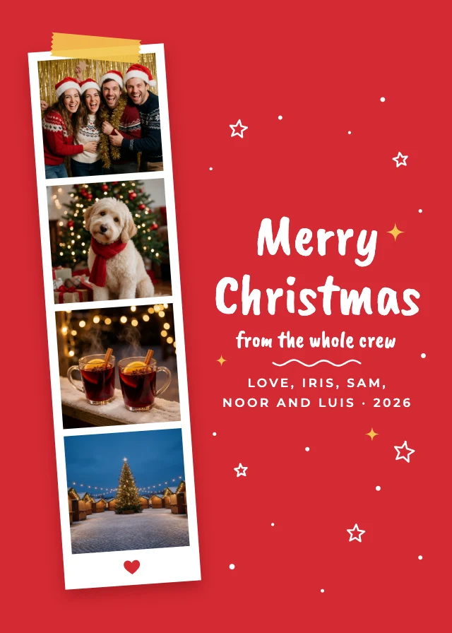 Photo strip Christmas card template