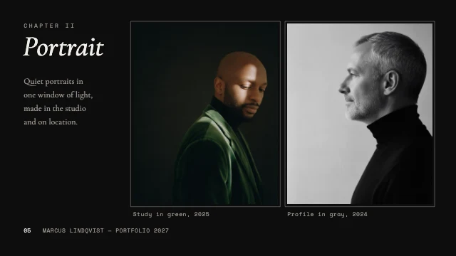Photography portfolio presentation template, page 5 of 8