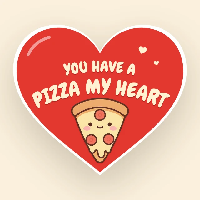 Pizza my heart sticker template