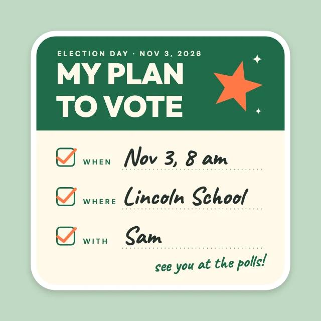 My plan to vote sticker template