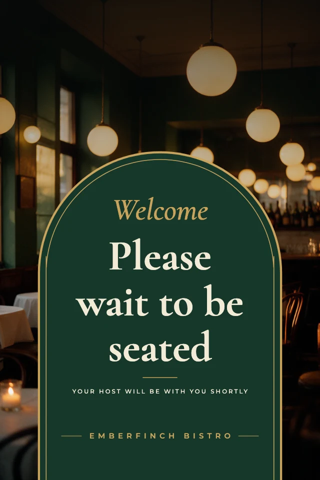 Please wait to be seated sign template