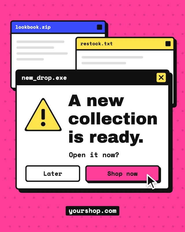 Pop-up alert new drop post template