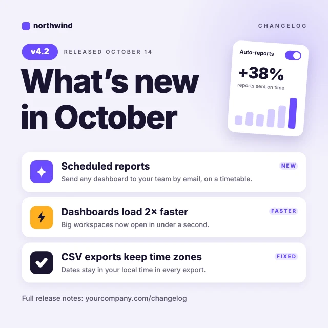 Product update LinkedIn post template