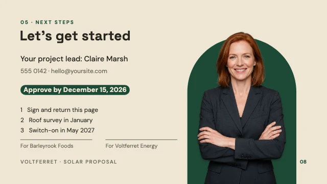 Project proposal presentation template, page 8 of 8