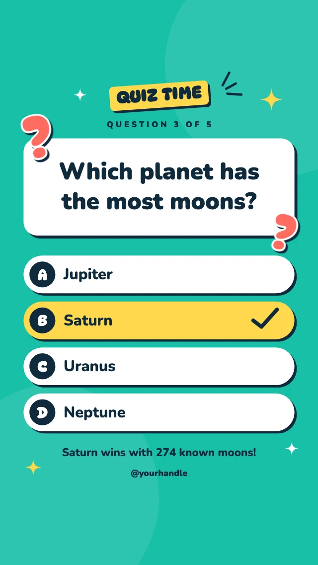 Quiz question story template