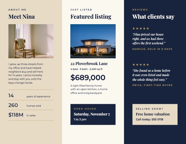 Real estate brochure template, page 2 of 2
