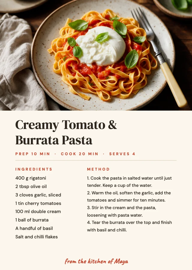 Recipe card template