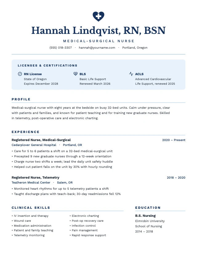 Registered nurse resume template
