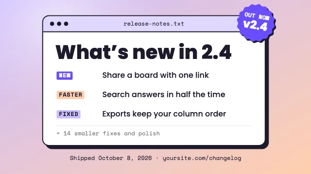 Release notes post for X template