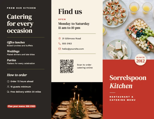Catering menu brochure template
