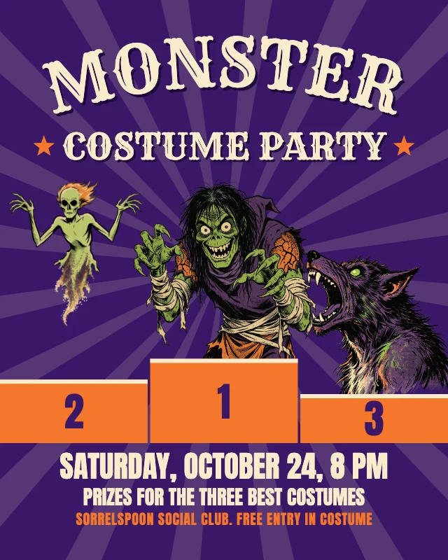 Retro horror costume party post template