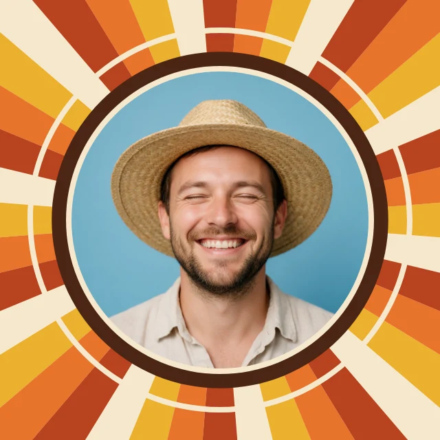 Retro sunburst profile picture template