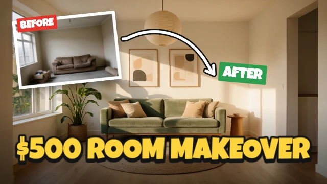 Room makeover YouTube thumbnail template
