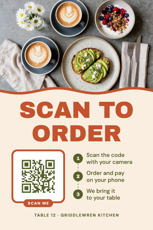 Scan to order table sign template