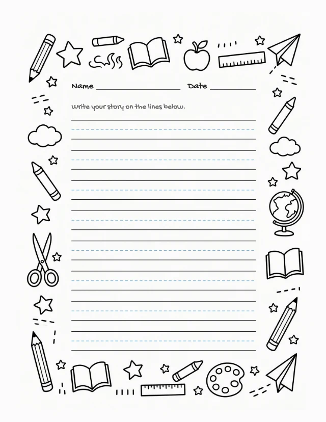 School doodle border template