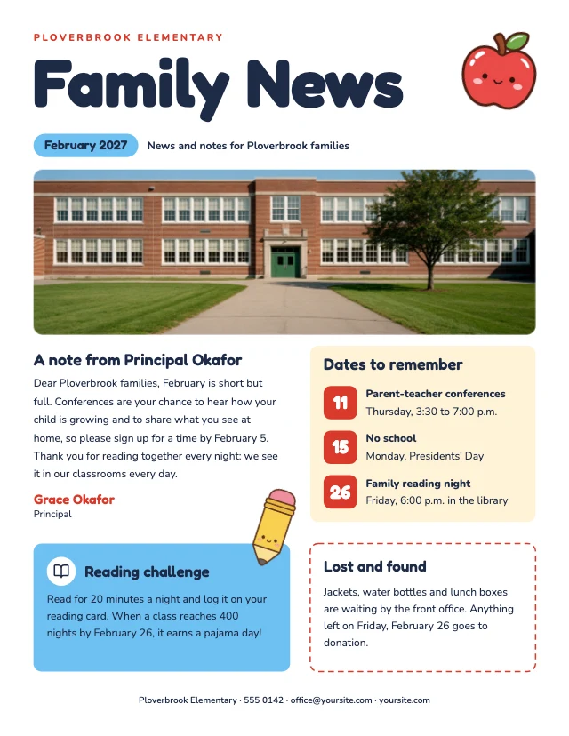 School newsletter for parents template
