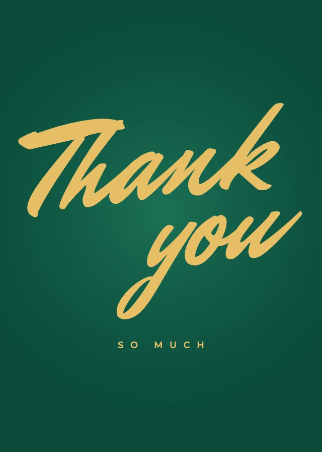 Gold script thank-you card template