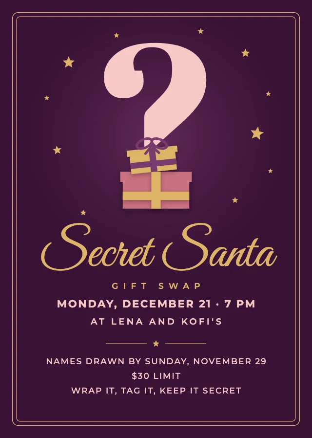 Secret Santa invitation template