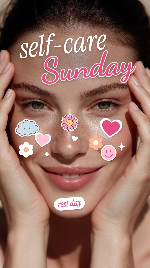Self-care Sunday sticker face story template