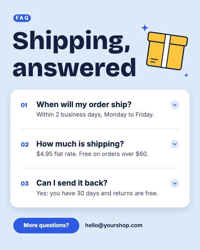 Shipping FAQ post template