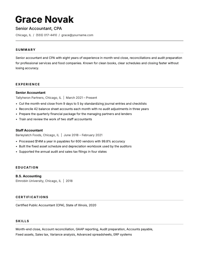 Simple ATS resume template
