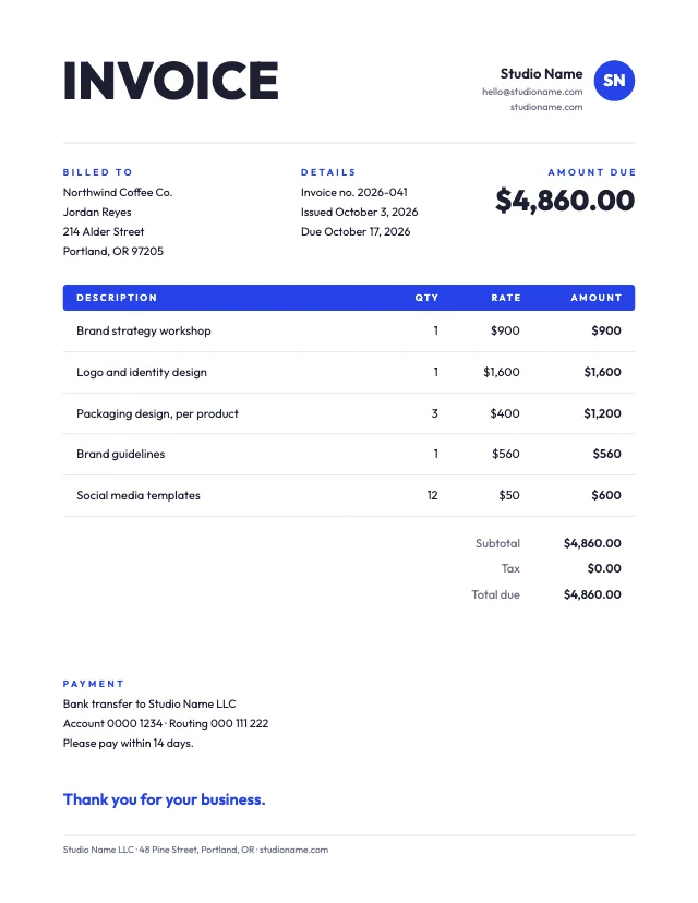 Simple invoice template