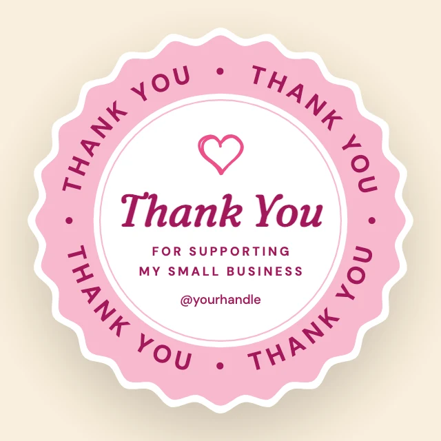 Small business thank-you sticker template