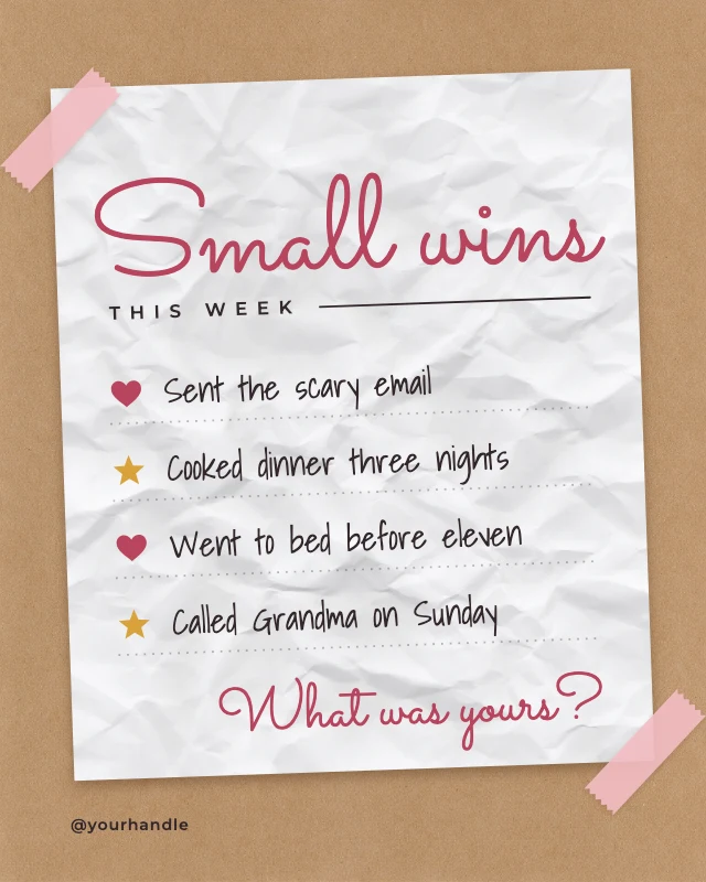 Small wins gratitude list post template
