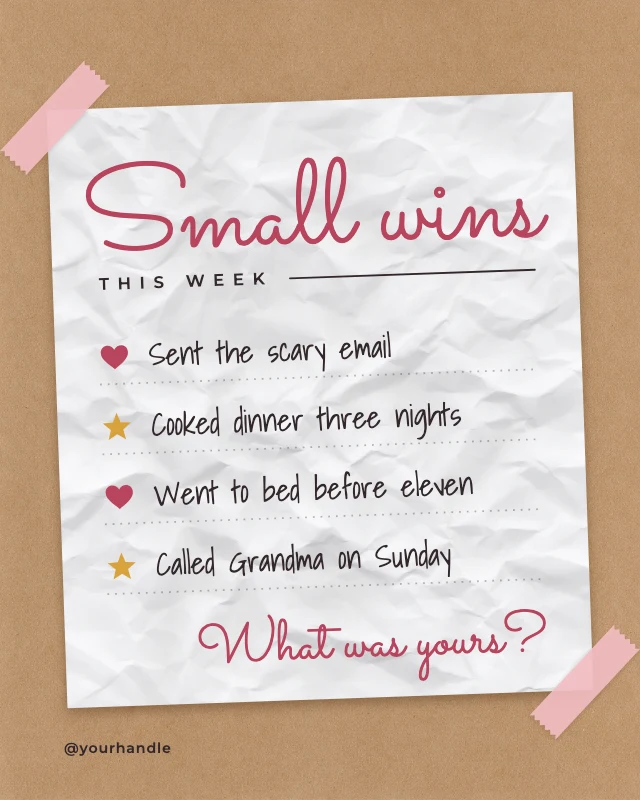Small wins gratitude list post template