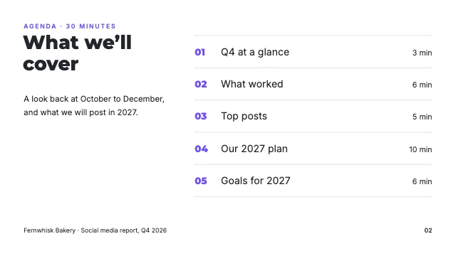 Social media strategy report template, page 2 of 8