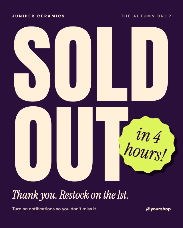 Sold out thank-you post template