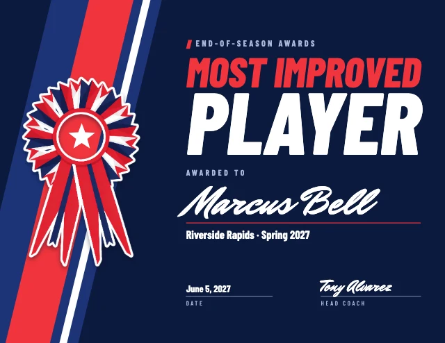 Sports award certificate template