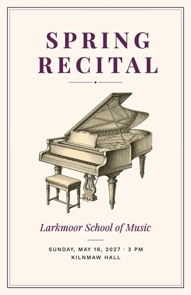 Music recital program template