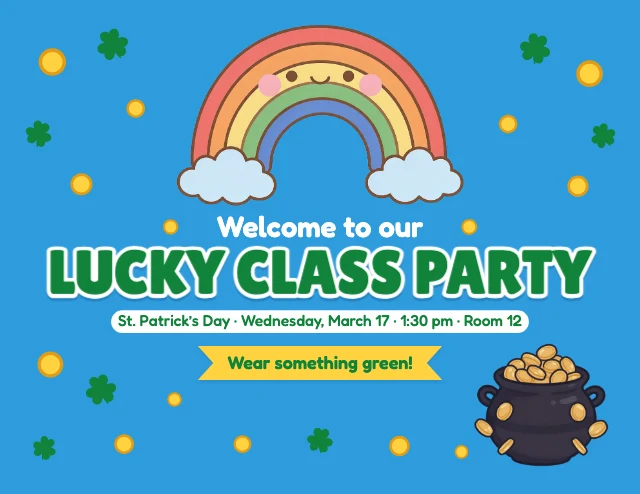 St. Patrick's Day class party sign template
