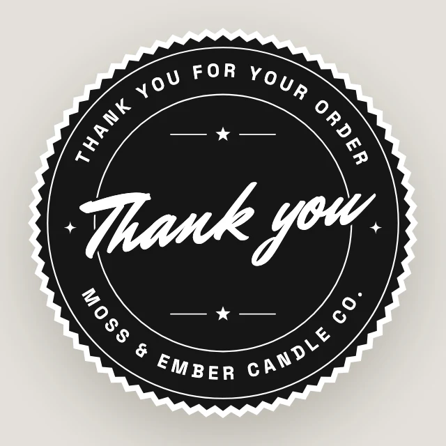 Black stamp thank-you sticker template
