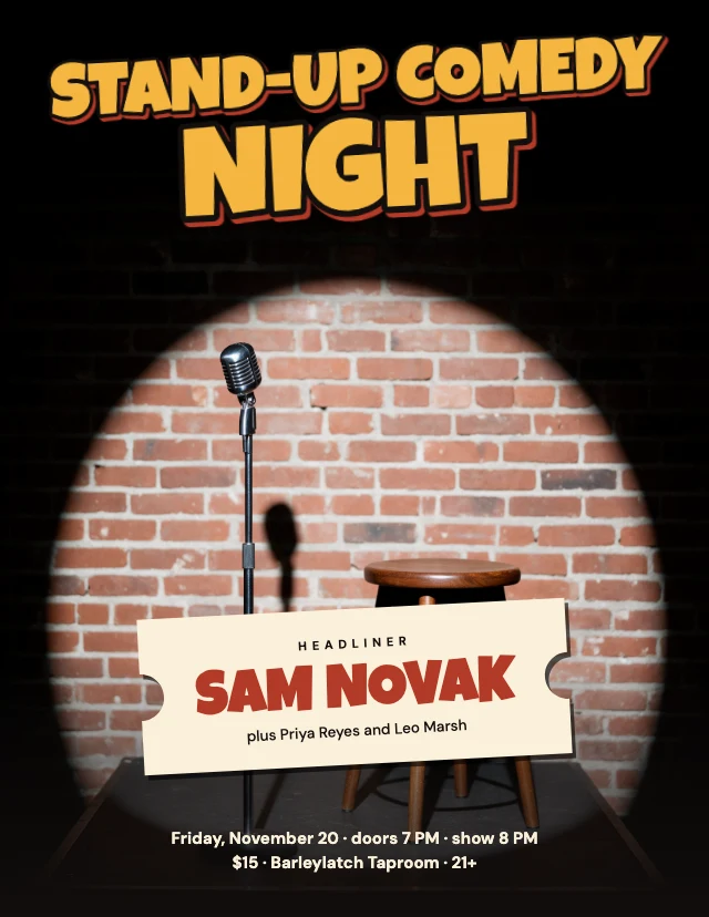 Stand-up comedy show poster template
