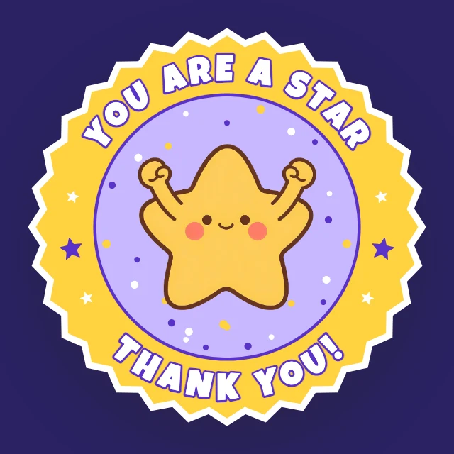 Star thank-you sticker template