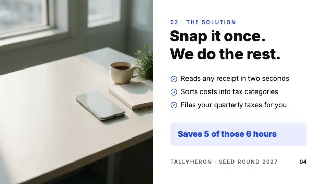 Startup pitch deck template, page 4 of 8