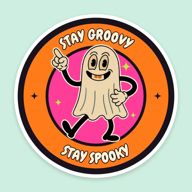 Groovy ghost sticker template