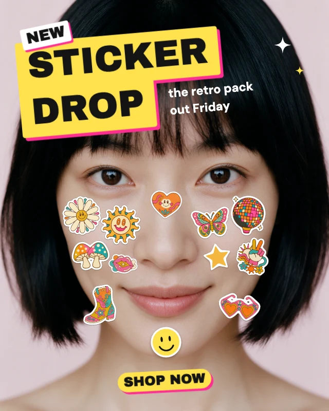 New sticker drop sticker face post template