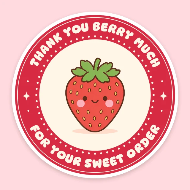 Strawberry thank-you sticker template